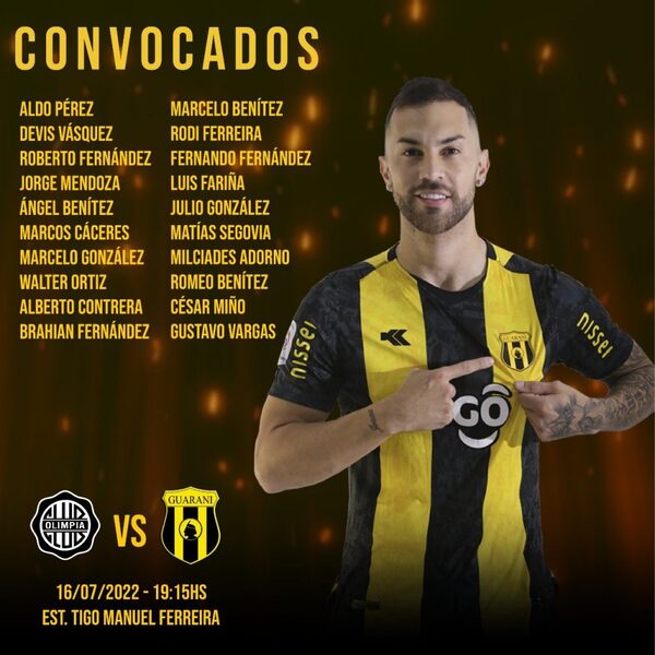 Versus / Los elegidos por Guaraní para el clásico ante Olimpia - Paraguaype.com