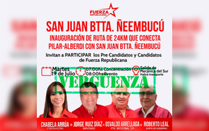 Diario HOY | Candidatos politizarán inauguración de nueva ruta en Ñeembucú, denuncian
