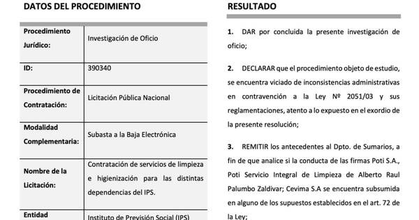 La Nación / Contraloría comprueba irregularidades en las licitaciones de limpieza del IPS