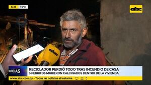 Reciclador perdió todo tras incendio de casa  - ABC Noticias - ABC Color