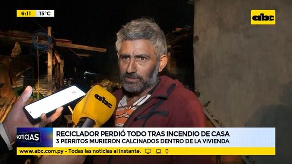 Reciclador perdió todo tras incendio de casa - ABC Noticias - ABC Color
