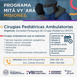 Más de cien niños podrán acceder a cirugías pediátricas ambulatorias en Misiones