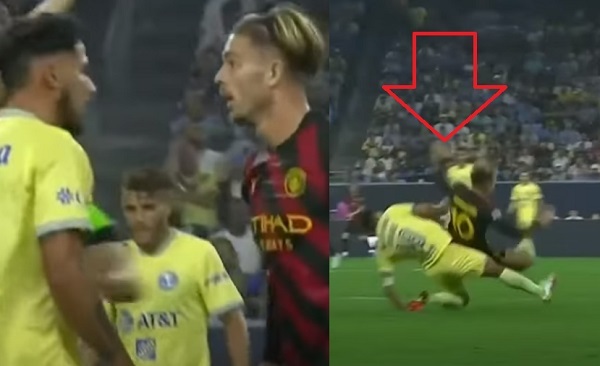 Valdez “acaricia” a Grealish, quien usó a Almirón de burla