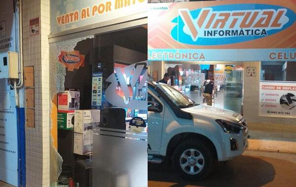 Delincuentes rompieron vidrio para robar impresora y muestras de celulares en Coronel Oviedo – Prensa 5