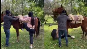 Crónica / [VIDEO] El ingueroviable "accidente" que tuvo una modelo con un caballo