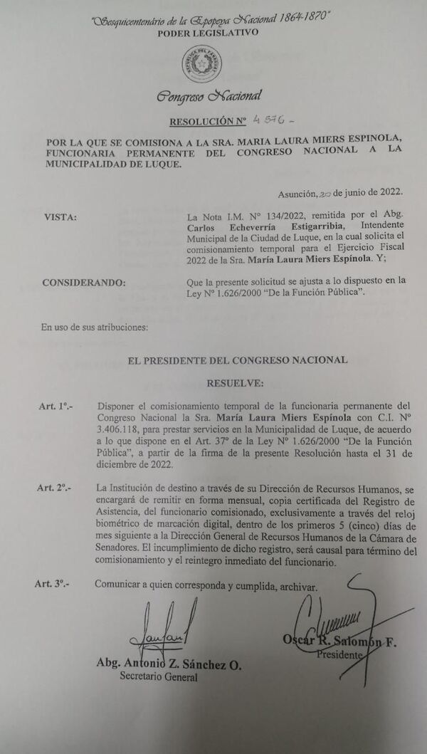 Planillera de OGD fue comisionada a la Municipalidad de Luque - Política - ABC Color