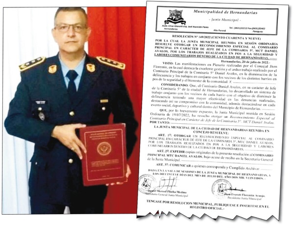 Concejales de Hernandarias reconocen incansable labor de Crio. Ppal. Daniel Ávalos - La Clave