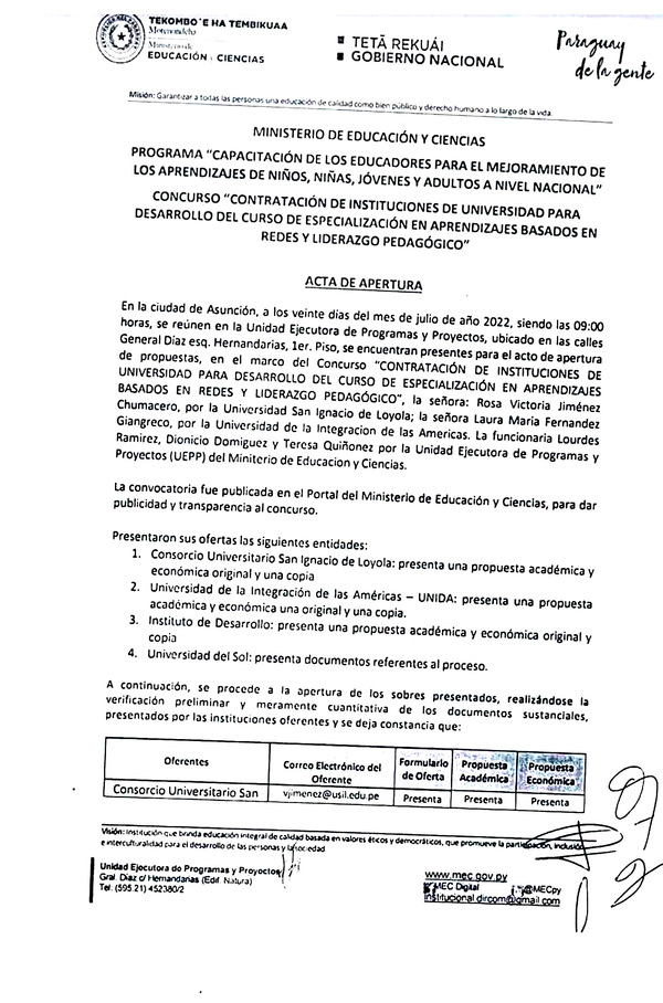 Contrato ya estaría “cocinado” a favor de la USIL y el MEC se llama a silencio - La Clave