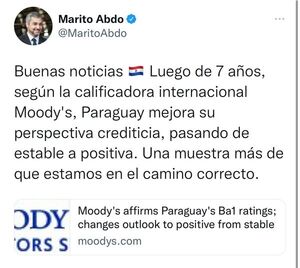 Moody´s eleva calificación de Paraguay para captar inversiones | 1000 Noticias