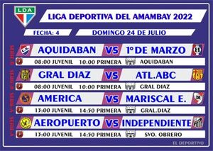 Partidos que se disputarán mañana por la cuarta fecha de la LDA