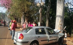 Brasileña chocó aparatosamente contra un árbol, en CDE