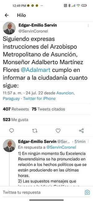 Voceros de Monseñor Adalberto Martinez desmienten dichos de “Bachi” Nuñez | 1000 Noticias