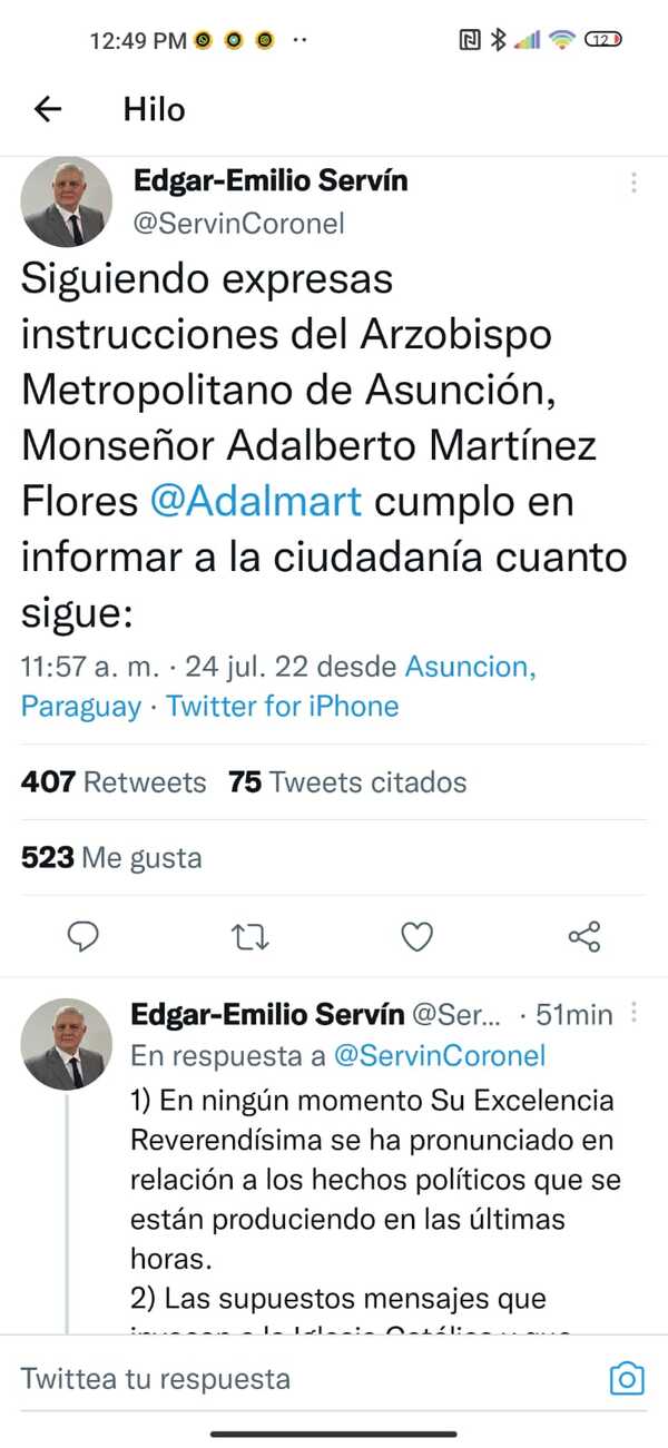 Voceros de Monseñor Adalberto Martinez desmienten dichos de “Bachi” Nuñez | 1000 Noticias
