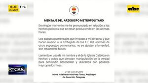 Mensaje del Arzobispo Metropolitano - ABC Noticias - ABC Color