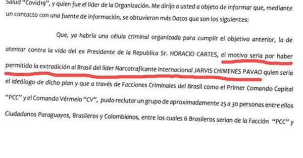 Saltan mentiras del gobierno sobre amenaza contra Cartes