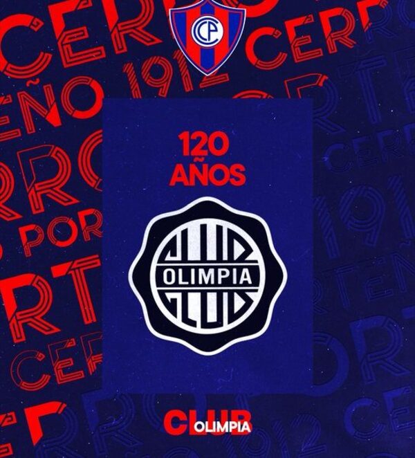 Olimpia agradece a Cerro la “felicitación” por aniversario: “Gracias de parte del Campeón del Mundo”