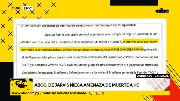 Abogada de Jarvis Pavao niega amenaza - ABC Noticias - ABC Color