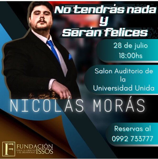 Conferencia de Nicolás Morás: «No tendrás nada y serán felices»