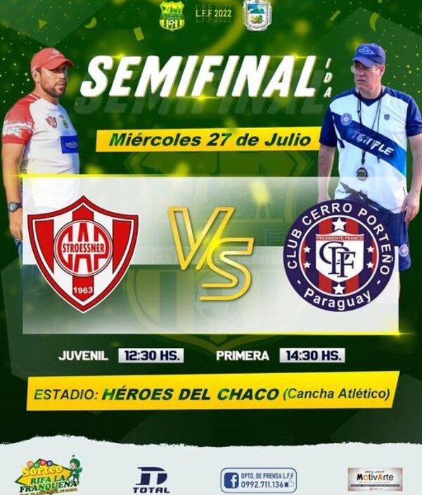 Atlético Stroessner recibe a Cerro Porteño por el primer paso a la final