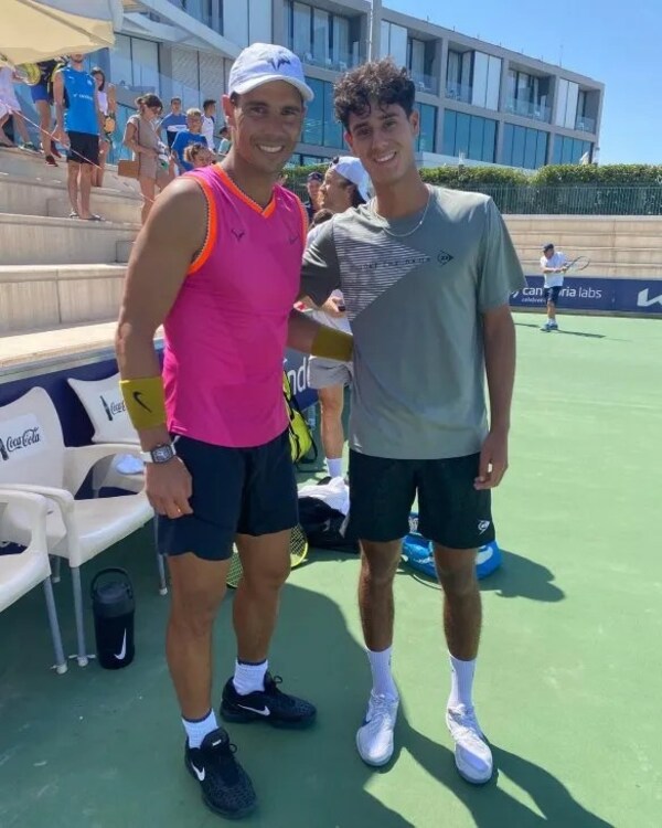 Daniel Vallejo se da el lujo de entrenar con Rafael Nadal