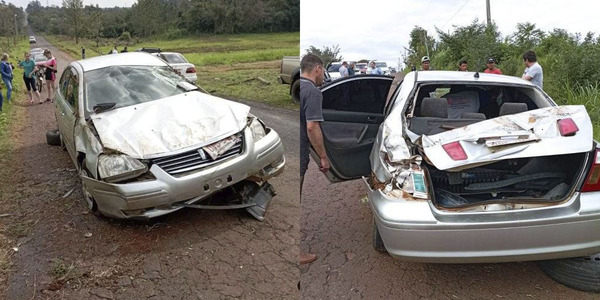 VUELCO DE AUTOMÓVIL EN NUEVA ALBORADA