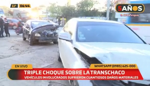 Reportan triple choque por “distracción” sobre la Transchaco