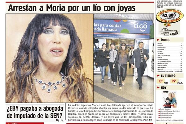 Ya pasaron 10 años de la escandalosa detención de Moria Casán en Paraguay - Policiales - ABC Color