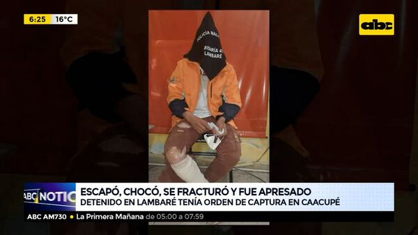 Escapó, chocó, se fracturó y fue apresado - ABC Noticias - ABC Color