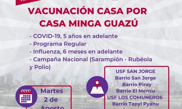 Intensifican campaña de vacunación en Minga Guazú