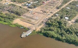 Puente de la Bioceánica: instalan los pilotes del lado de Carmelo Peralta, Alto Paraguay