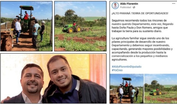 Candidato liberal alquilado por Prieto hace campaña con tractores de la Gobernación