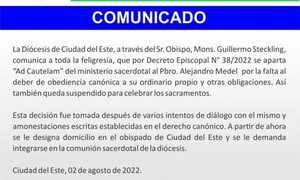 Obispo de CDE aparta de su ministerio sacerdotal al P. Alejandro Medel