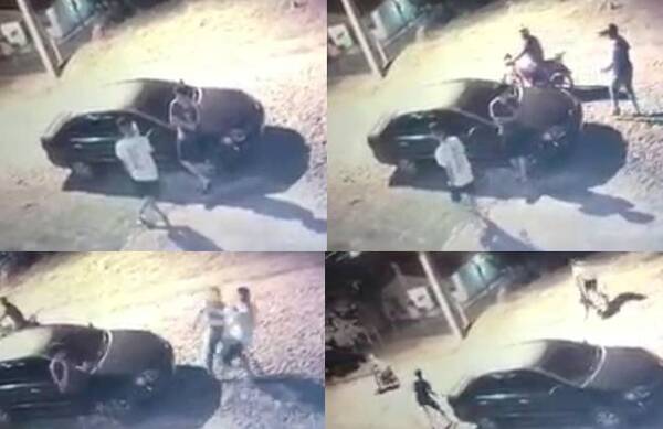 Crónica / [VIDEO] Motochorro fue "molido" a golpes por dos jóvenes corajudos