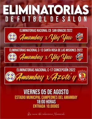 FFSA: Tres juegos por eliminatorias nacionales este viernes en el “Roberto Ramón Acevedo- Campeones del Amambay”
