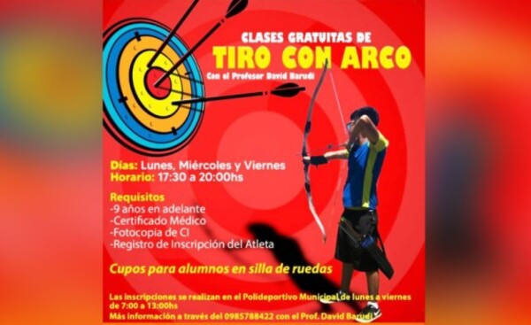 Habilitan inscripciones para clases gratuitas de tiro con arco