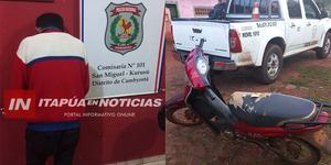 POLICÍA RECUPERÓ LA MOTOCICLETA ROBADA QUE YA ESTABA EMPEÑADA
