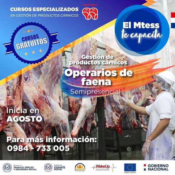 Ministerio de Trabajo brindará cursos de faena y cortes de productos cárnicos - .::Agencia IP::.