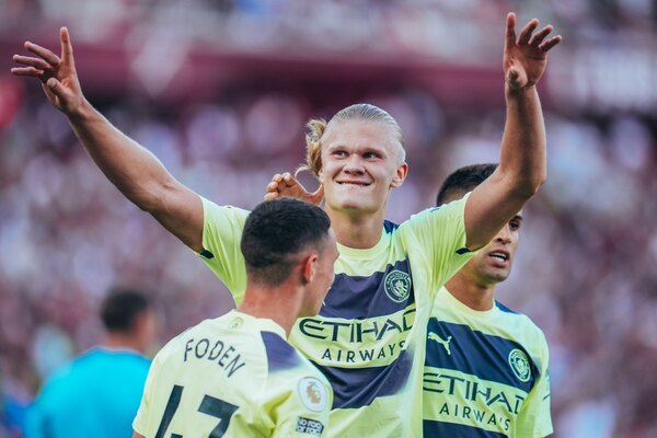 Haaland se estrena en la Premier League con un doblete y el City derrota al West Ham