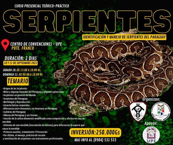 Realizarán taller para identificar víboras en Franco