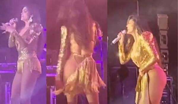 Crónica / [VIDEO] ¡Se le cayó la pollera en pleno concierto a Ana Bárbara!