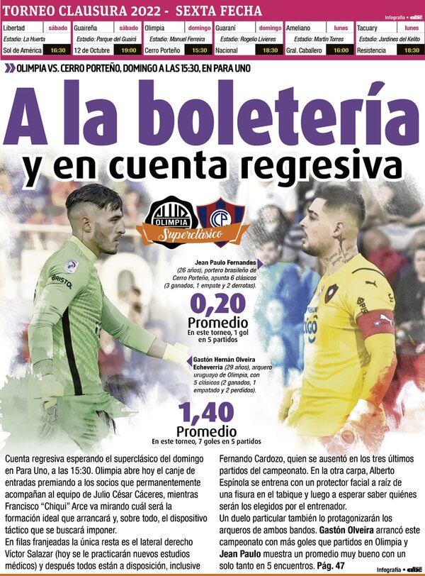 A la boletería y en cuenta regresiva  - Fútbol - ABC Color