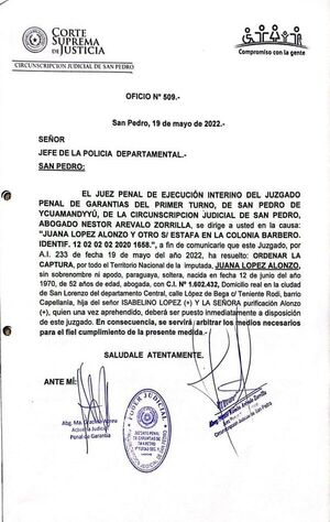 Siguen sin capturar a funcionaria policial imputada por estafa en San Pedro - Policiales - ABC Color