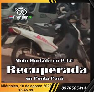 Recuperan motocicleta hurtada de estacionamiento gracias a Frontier Security - Radio Imperio