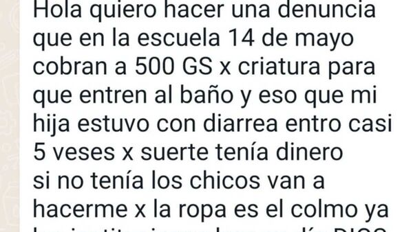 Escuela cobra G. 500 para que alumnos usen el baño