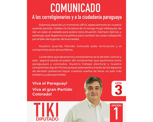 Tiki González felicita a Hugo Velázquez por su posición institucionalista al declinar de su candidatura | DIARIO PRIMERA PLANA