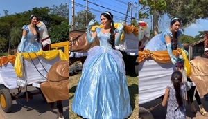 Vestida de princesa y en carreta, Laurys Dyva agasajó a los niños de su ciudad - Teleshow