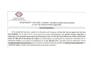 Fiscalía imputó a Arnaldo Giuzzio por cohecho pasivo agravado - Policiales - ABC Color