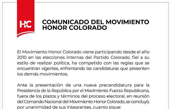 Precandidatura de Wiens: Movimiento Honor Colorado respetará decisión del TEP