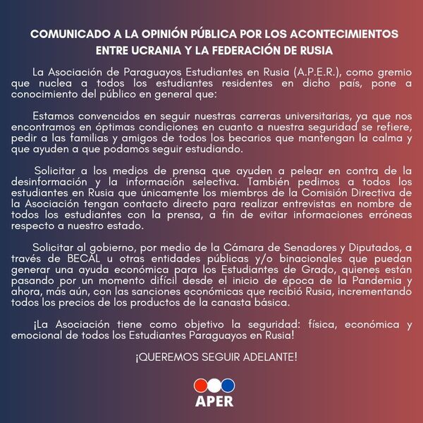 Estudiantes paraguayos en Rusia piden ayuda por problemas económicos | 1000 Noticias