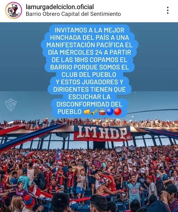 Barras de Cerro Porteño anuncian nuevas movilizaciones | 1000 Noticias